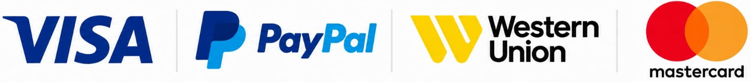 Payment methods: Visa, Mastercard, PayPal and Western Union